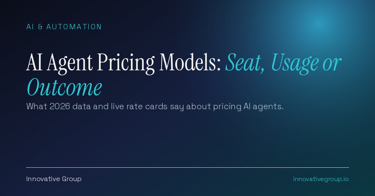 AI agent pricing models concept comparing seat, usage, output and outcome-based meters for AI products in 2026