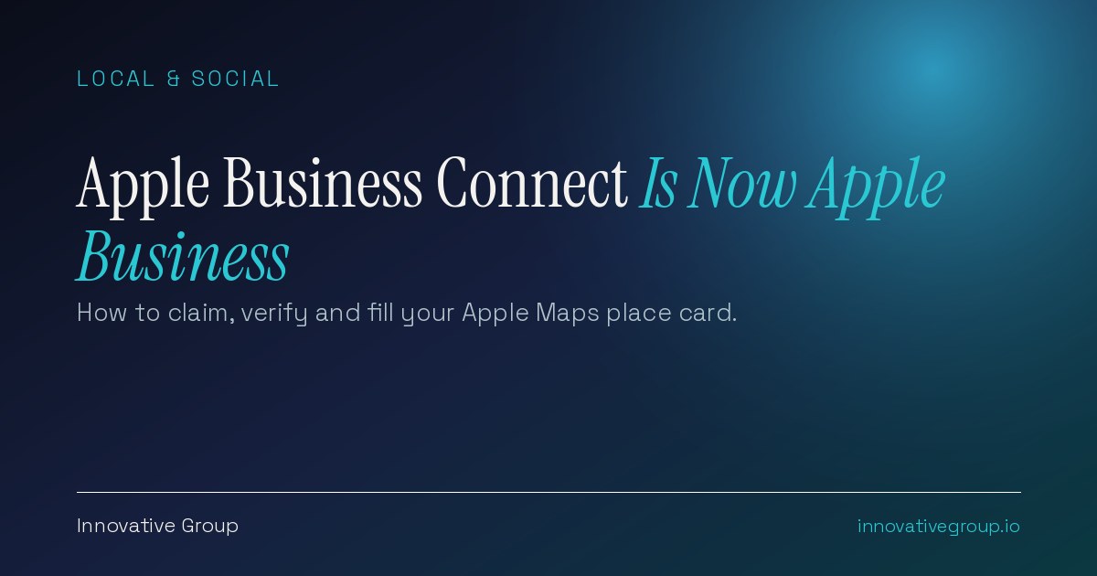 Apple Business Connect place card for a local restaurant on Apple Maps, showing hours, photos, categories and a reservation action link