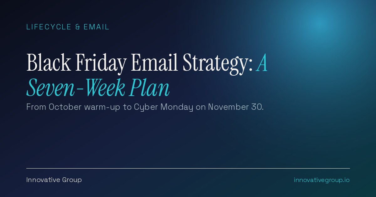 Black Friday email strategy 2026 concept showing a holiday email marketing calendar from October warm-up to Cyber Monday
