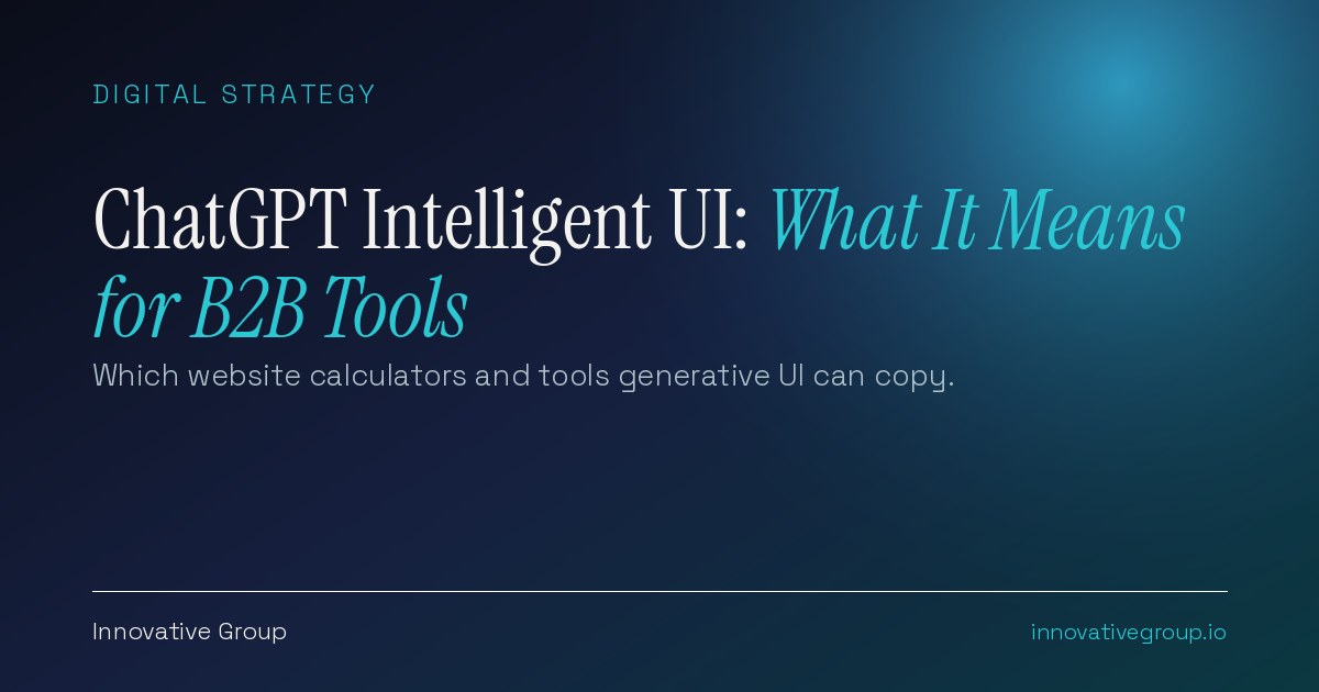 ChatGPT Intelligent UI concept showing a generative UI answer with a chart and calculator built inside an AI chat