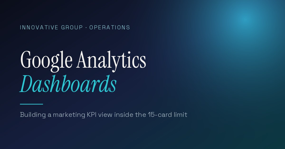 Google Analytics dashboard in GA4: building a marketing KPI view inside the 15-card limit