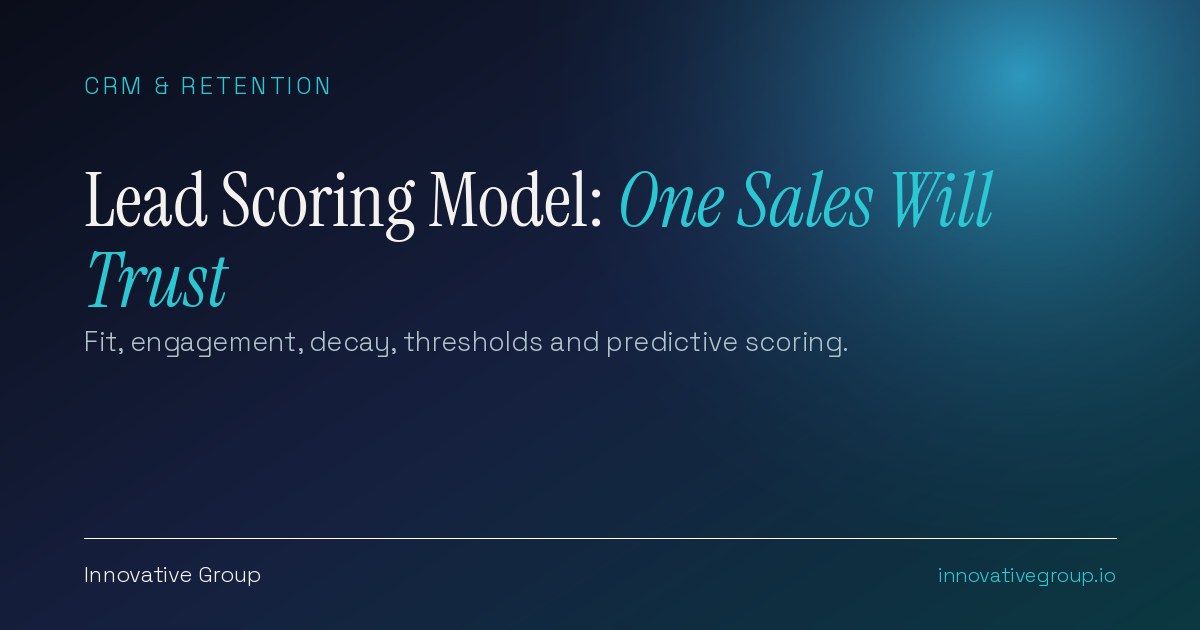 B2B lead scoring model concept combining fit score and engagement score into a lead score threshold for sales routing