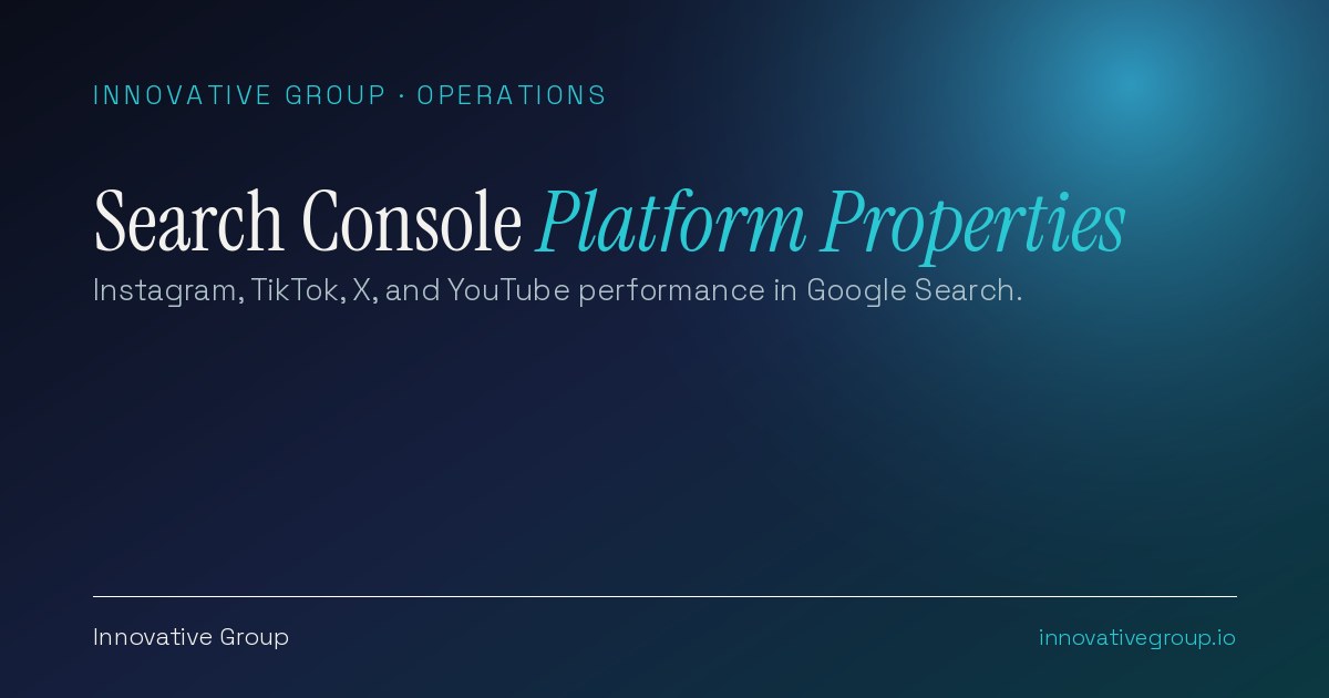 Search Console platform properties reporting on Instagram, TikTok, X, and YouTube content performance in Google Search