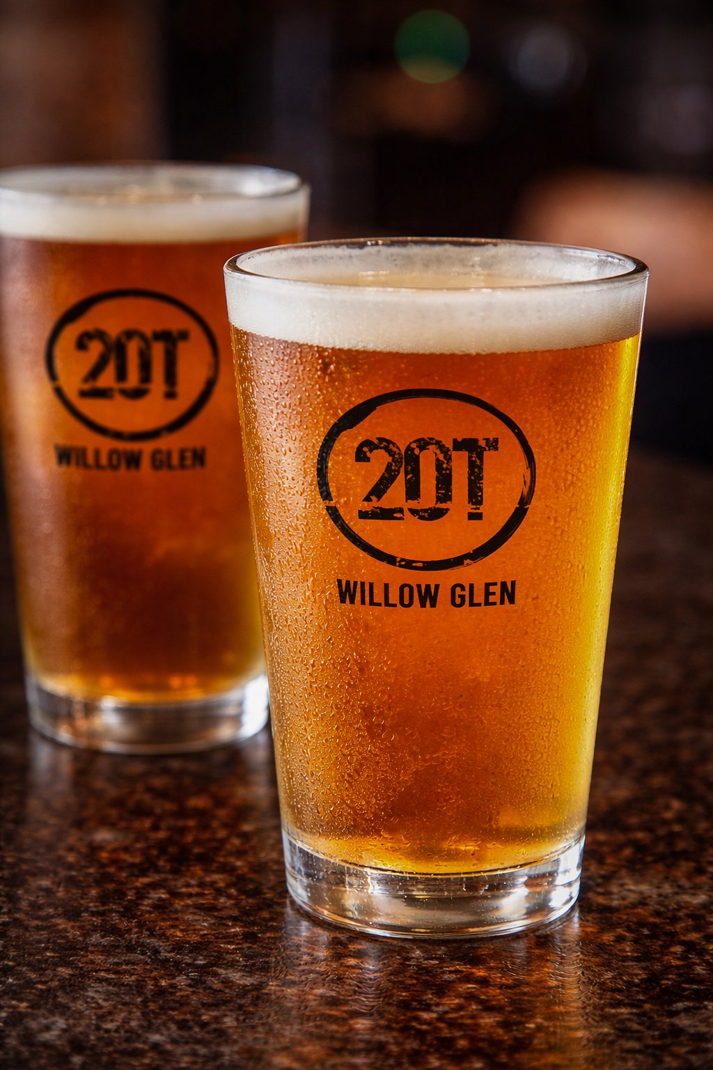 20Twenty branded craft beer pints