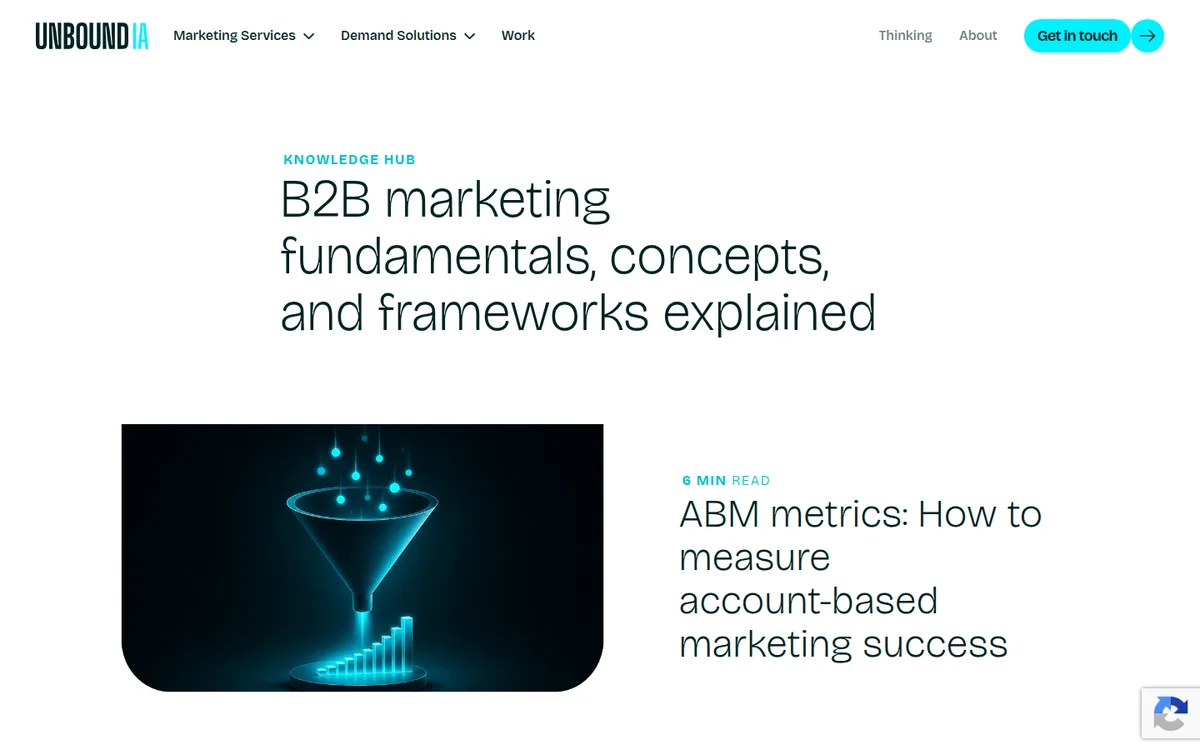 Knowledge Hub landing page with an AI-rendered neon funnel image